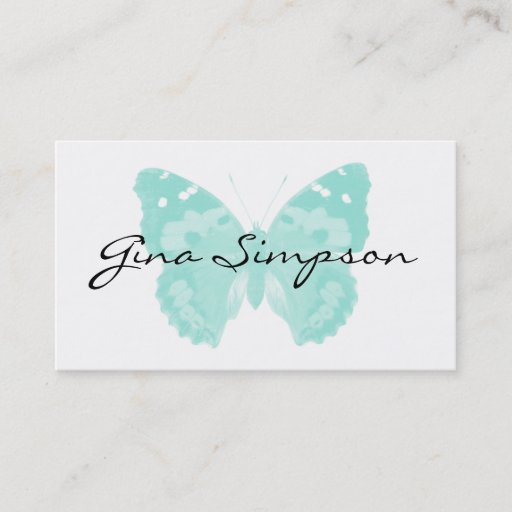 Customizable Aqua Butterfly Personalized Business Cards
