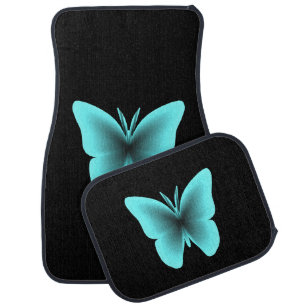 Aqua Butterfly Print Car Floor Mat