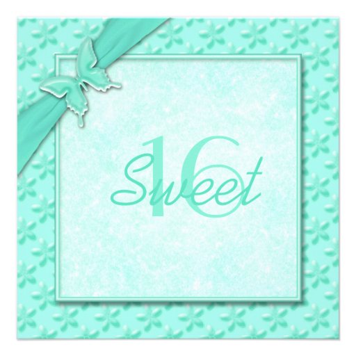 Aqua Sweet 16 Invitations 7