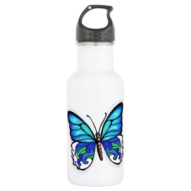 Aqua Butterfly Water Bottle (Front)