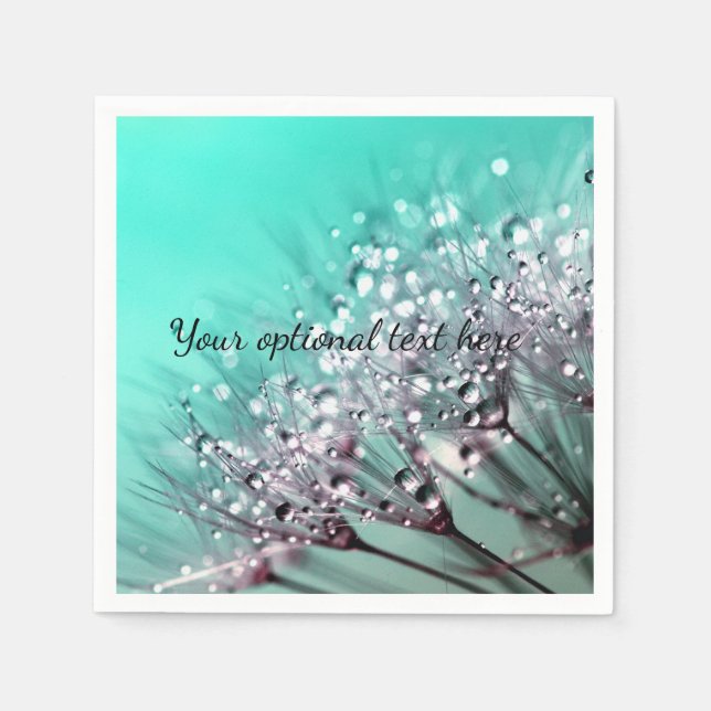 Aqua Cactus Bonsai Bloom Paper Plate Napkins (Front)