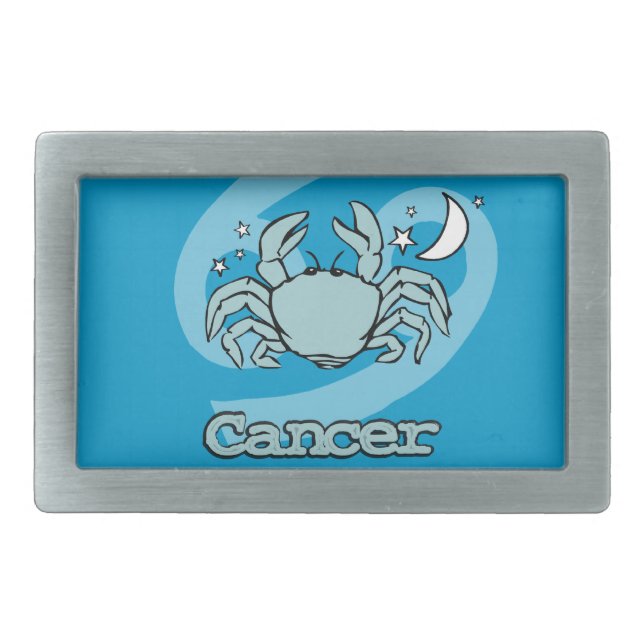 Aqua Cancer the crab zodiac astrology belt buckle (Front)