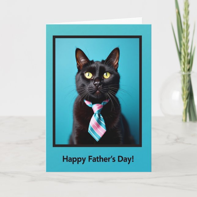 Aqua Cat Fathers Day Card (Front)
