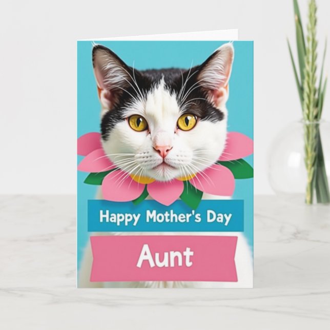 Aqua Cat Sweet Mothers Day Card (Front)