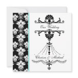 Aqua Chandelier Square Wedding Invitation