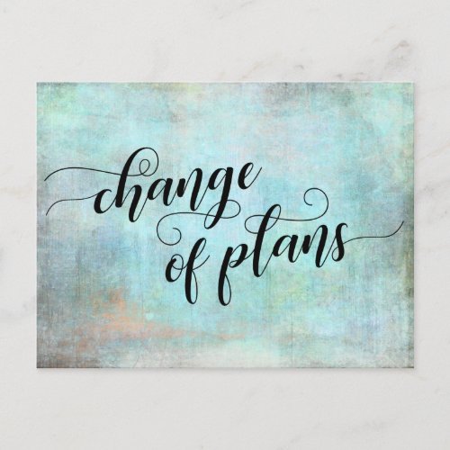 Aqua Change of Plans Postponed Wedding Notice Postcard