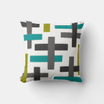 Aqua, Chartreuse And Grey Abstract Art Throw Pillow at Zazzle