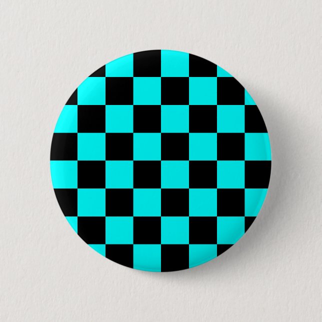 Aqua Checkerboard Button (Front)
