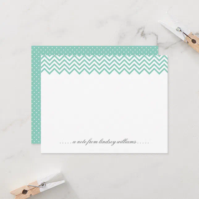 Aqua Chevron and Tiny Dots Personalized Stationery Invitation | Zazzle