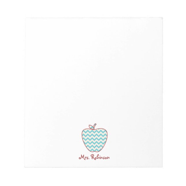 Aqua Chevron Apple Teacher Notepad (Front)