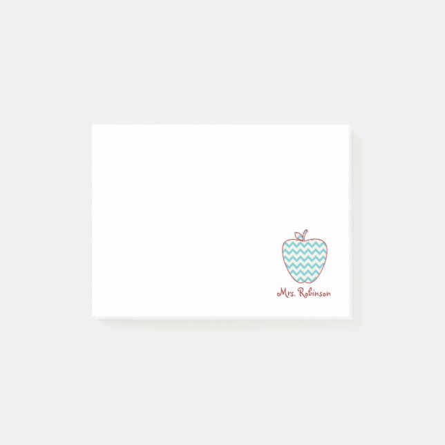 Aqua Chevron Apple Teacher Notes (Front)