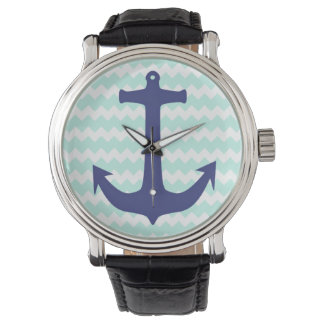 Aqua Chevron Blue Anchor Watch