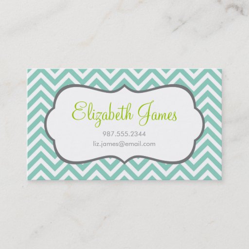 Customizable Aqua Chevron Business Card