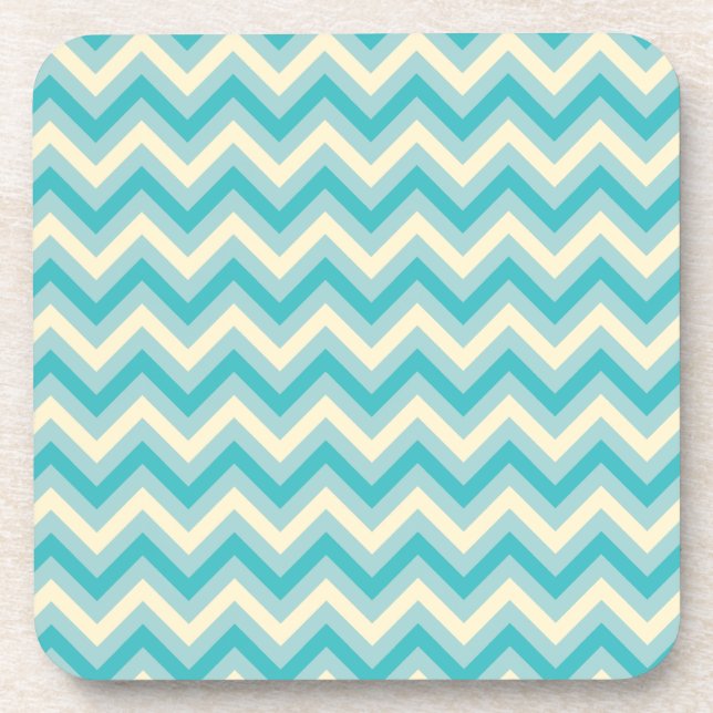 Aqua Chevron Drink Coaster (Front)