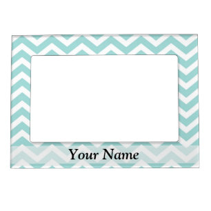 Aqua chevron pattern magnetic picture frame