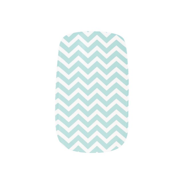 Aqua  chevron pattern minx nail wraps (Left Thumb)