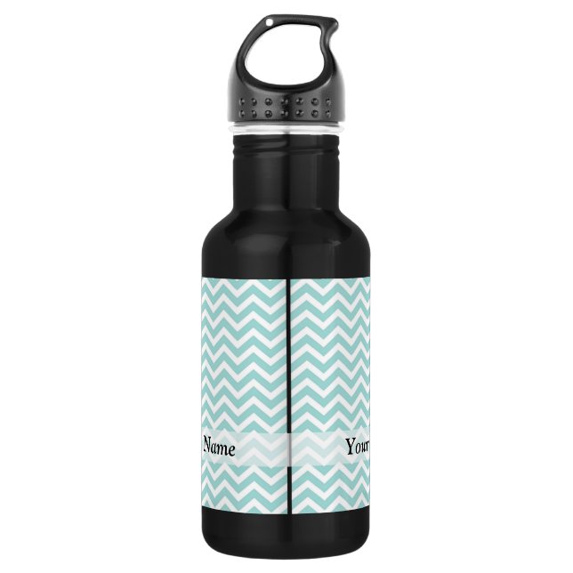 Aqua  chevron pattern water bottle (Front)