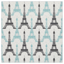 Aqua Chic Eiffel Tower Pattern Fabric