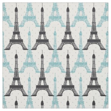 Aqua Chic Eiffel Tower Pattern Fabric