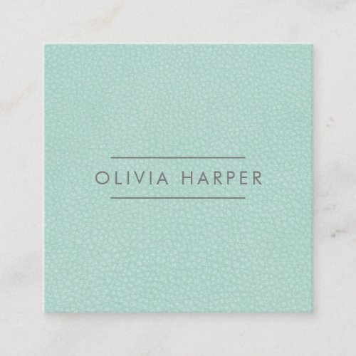 Aqua Chic  Minimal Leather Look Square Business Card