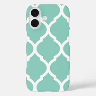 Aqua Chic Moroccan Lattice Pattern iPhone 16 Case