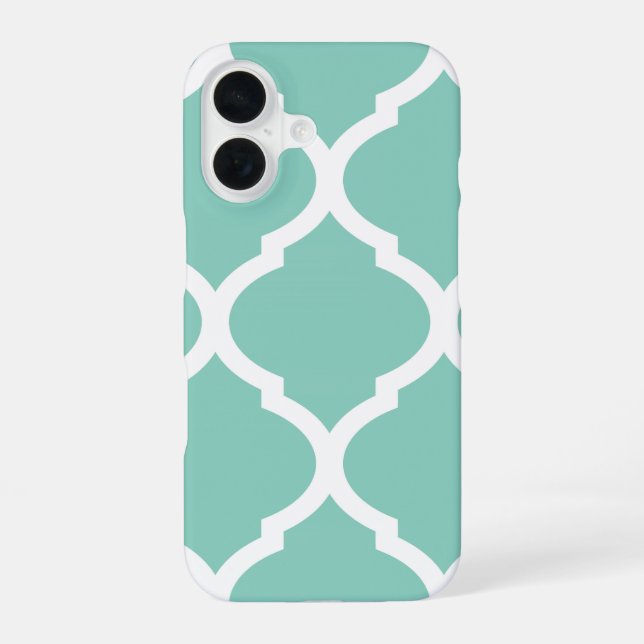 Aqua Chic Moroccan Lattice Pattern Iphone Case (Back)