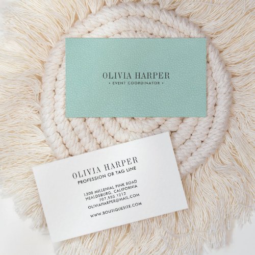 AQUA Chic  Plain Elegant  Leather Look Business Card