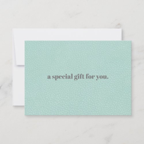 Aqua Chic  Plain Elegant  Leather Look Gift Card