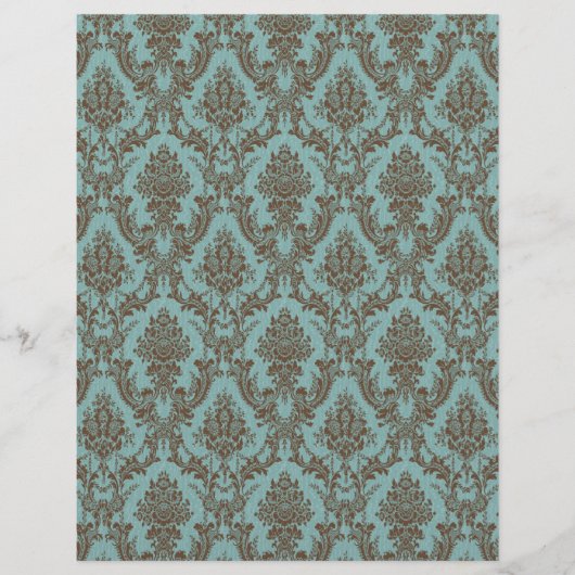 Aqua Chocolate Damask (Front)