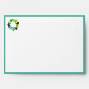 Aqua   CHRISTMAS WREATH   Festive Holiday Envelope