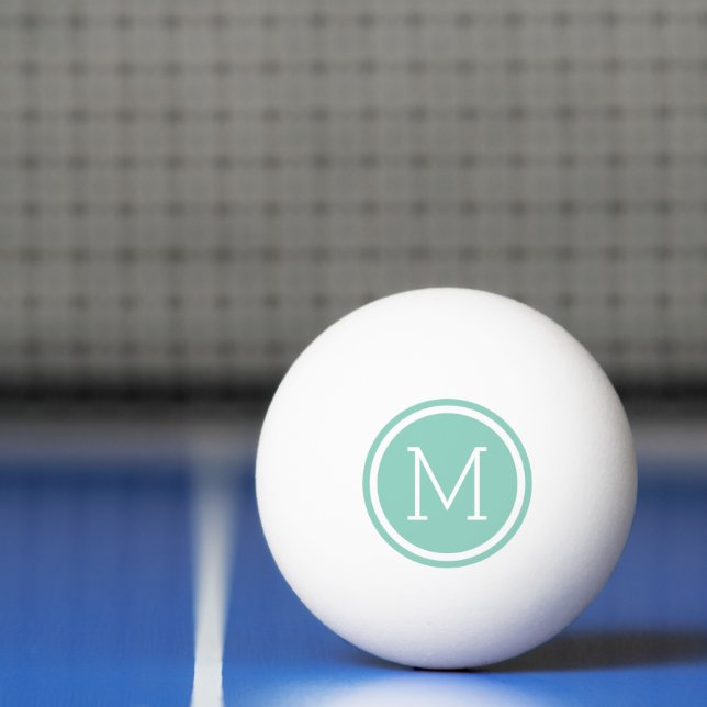 Aqua Circle Monogram Personalized Ping-Pong Ball (Net)