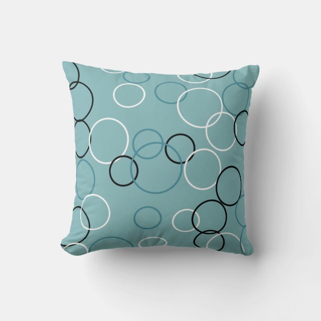 Aqua Circles Pattern Pillow (Front)