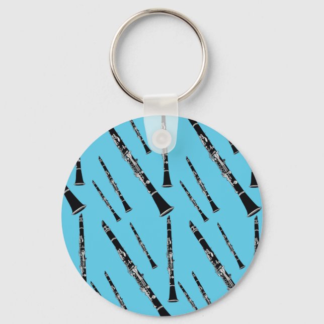 Aqua Clarinet Pattern Keychain (Front)
