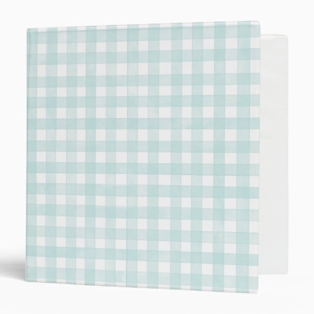 Aqua Classic Gingham 3 Ring Binder (Front/Inside)