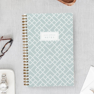 Aqua Coastal Bamboo Trellis Personalized Notebook