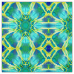 Aqua, Cobalt Blue and Yellow Tie Dye Pattern Fabric