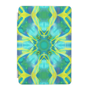 Aqua, Cobalt Blue and Yellow Tie Dye Pattern iPad Mini Cover