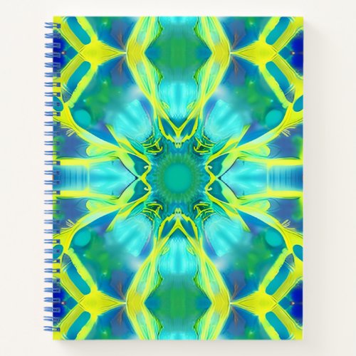 Aqua Cobalt Blue and Yellow Tie Dye Pattern  Notebook