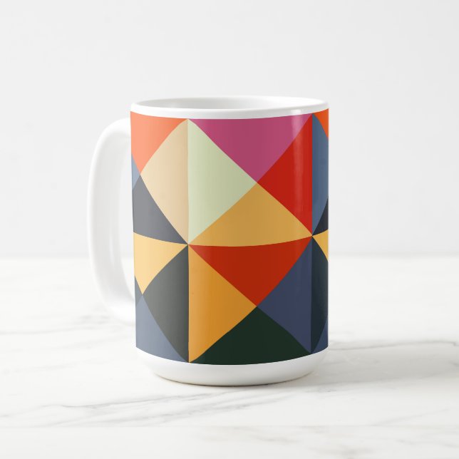 Aqua Color Block Abstract Style Mug Cup (Front Left)