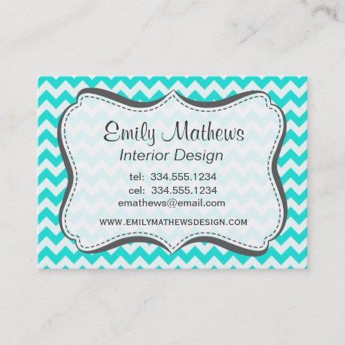 Aqua Color Chevron; zig zag Business Card