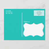 Aqua Color Chevron; zig zag Invitation Postcard (Back)