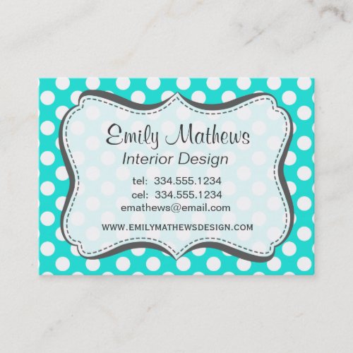 Aqua Color Polka Dots Business Cards