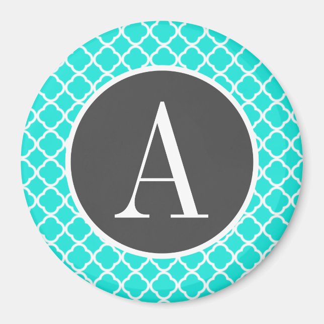 Aqua Color Turquoise Quatrefoil Magnet (Front)