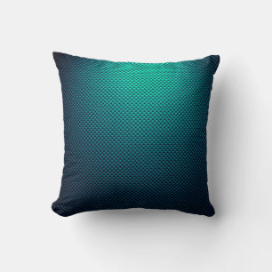 Aqua colored carbon fiber patterned throw pillow