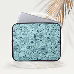 Aqua Colored Ocean Fish with Bubbles Laptop Sleeve<br><div class="desc">Various cartoon illustration style ocean dwelling fish swim in a medium teal colored sea with solid filled bubbles adding to the design.</div>