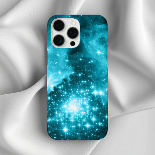 Aqua Colored Stars iPhone 16 Pro Max Case