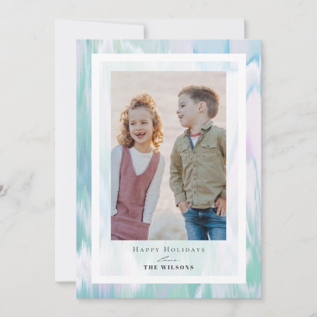 Aqua Colors Christmas Holiday Photo Card (Front)
