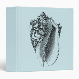 Aqua Conch Shell 3 Ring Binder