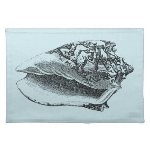 Aqua Conch Shell Cloth Placemat