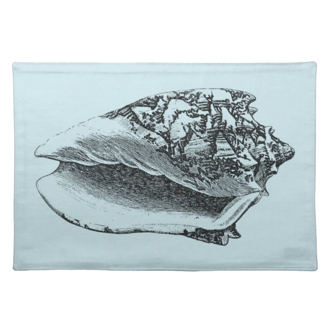 Aqua Conch Shell Cloth Placemat (Front)